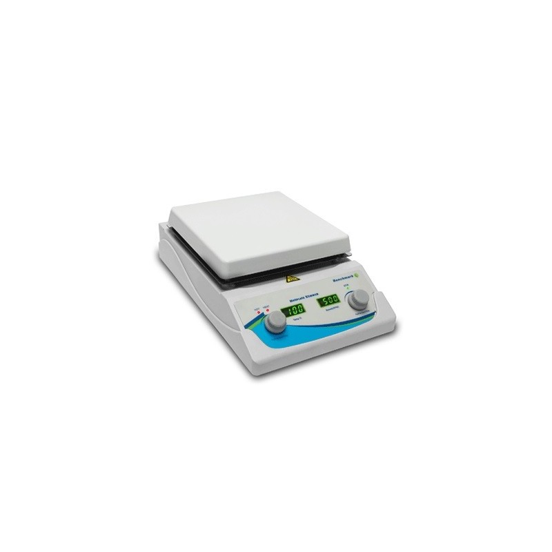 Agitatore magnetico con piastra scaldante digitale fino a 380°C. Vel. 150 a 1500 rpm. Piastra in ceramica