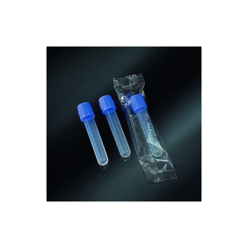 provette cilindriche in PP 5 ml tappo a vite in PP 12x75 mm  sterili