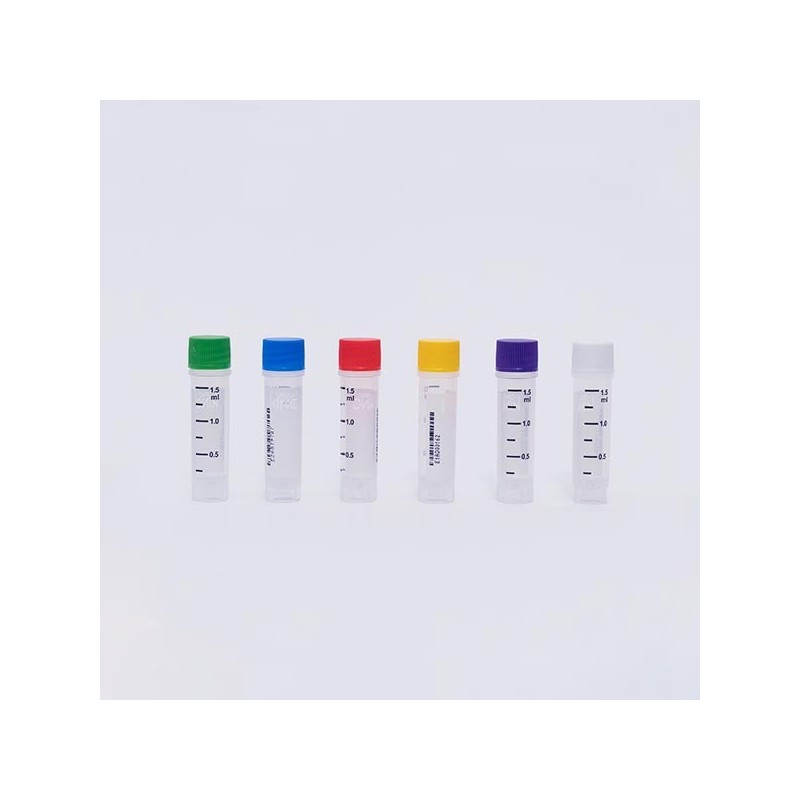 Criotubi 1.5ml sterili filettatura esterna barcoded graduate con area di scrittura - 25pz