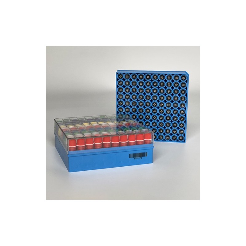 Criotubi 2ml sterile in rack 81 posti aperto sul fondo per scansione immediata - 2 box da 81 vials - 162 criotubi
