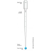 Pipette Pasteur graduate 1ml, lunghe 155mm, volume goccia 40µl. Conf. 500 pezzi