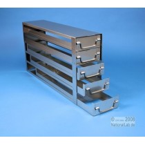 Sistema a 5 cassetti ognuno contenente 4 cryoboxes da 50mm. (20 cryoboxes in totale). Dimensioni 580x30