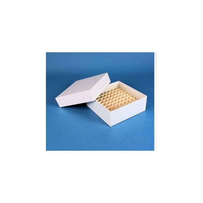 Box in cartone 133x133 con divisore 9x9, bianco - per vial fino 1 - 2ml