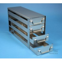 Sistema a 3 cassetti ognuno contenente 4 Cryoboxes da 50mm. (12 cryoboxes in totale). Dimensioni 580x18