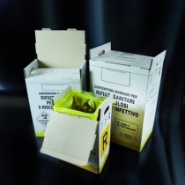 Los recipientes para los desechos médicos peligrosos caja de cartón llena de bolsa amarilla clip de bloqueo auto-40L