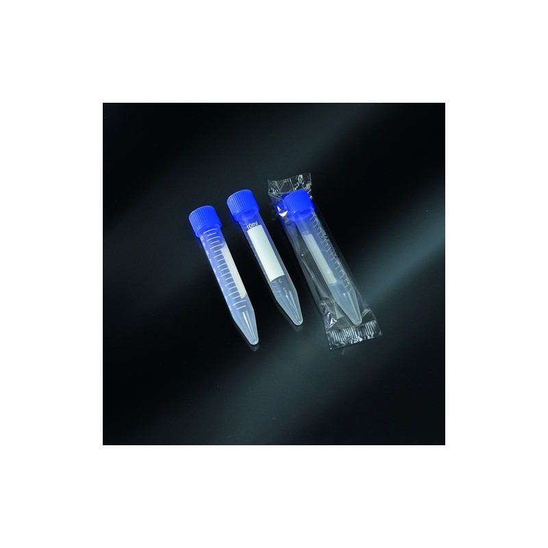 test tubes conical 10 ml PP silk-screen printed screw cap in PP 16x100 mm
