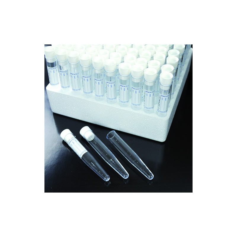tubes urine for tools with automatic edge graduate PS 16x105 conical with cap and label