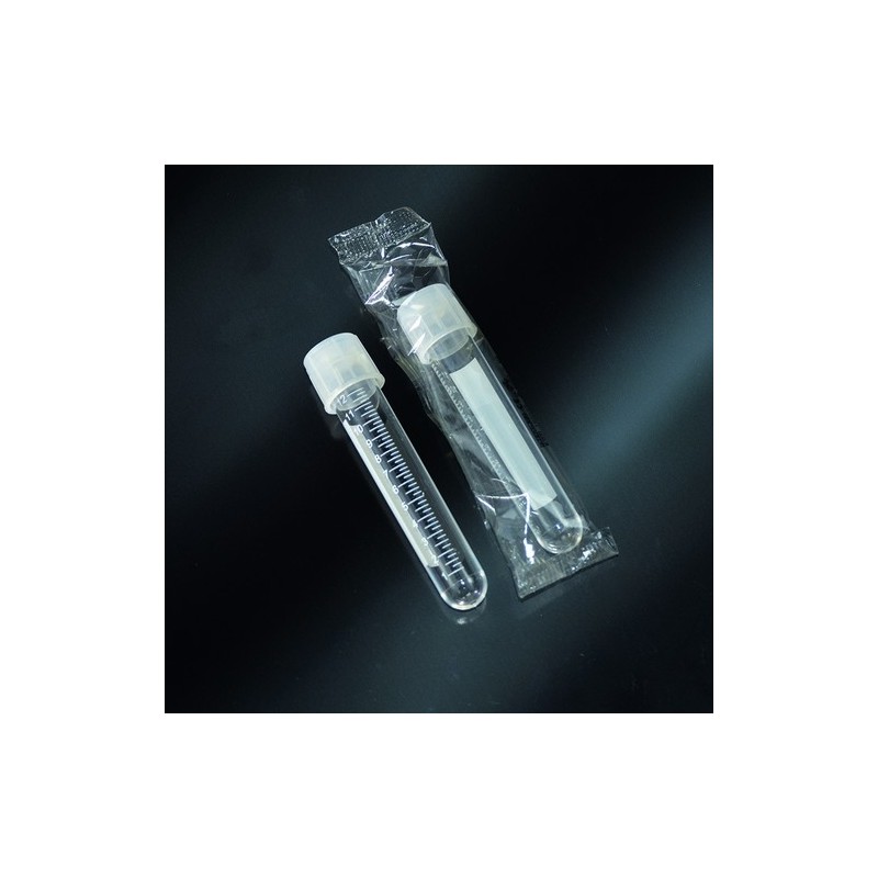 tubes à essai avec bouchon à vis double fermeture-stérile, en PS 17x100 diplômé de 14 ml - emballage unique