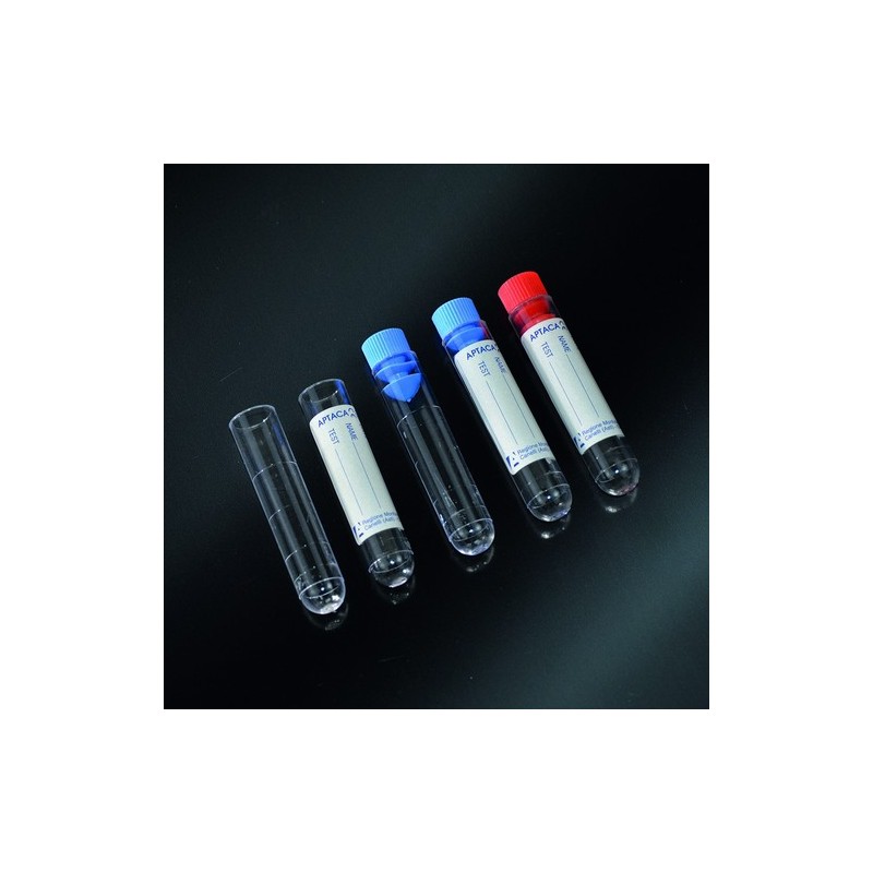 des éprouvettes cylindriques de 3 ml dans PS 12x55 diplômé avec bouchon et étiquette