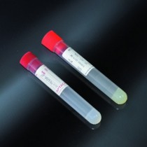 tubos con gel separador+ acelerador de 16x100 PP etiquetados para 10 ml de sangre tapa hacia abajo