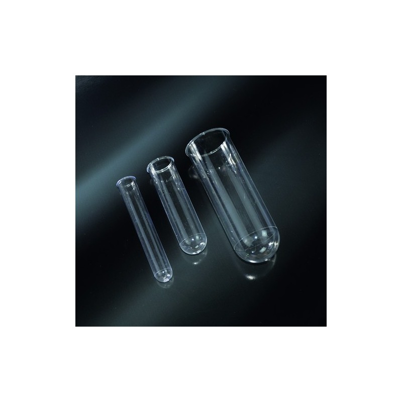 des éprouvettes cylindriques en PS cristal, diam. 45x120 mm 140 ml