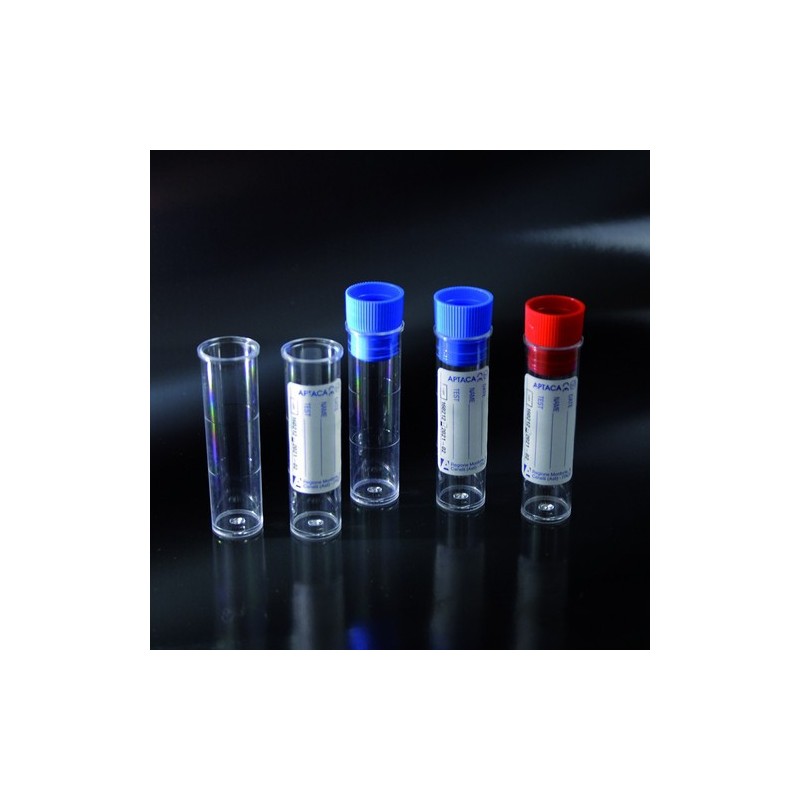 tubes cylindrical, flat bottom, 5 ml, PS 16x60 graduate with cap and label