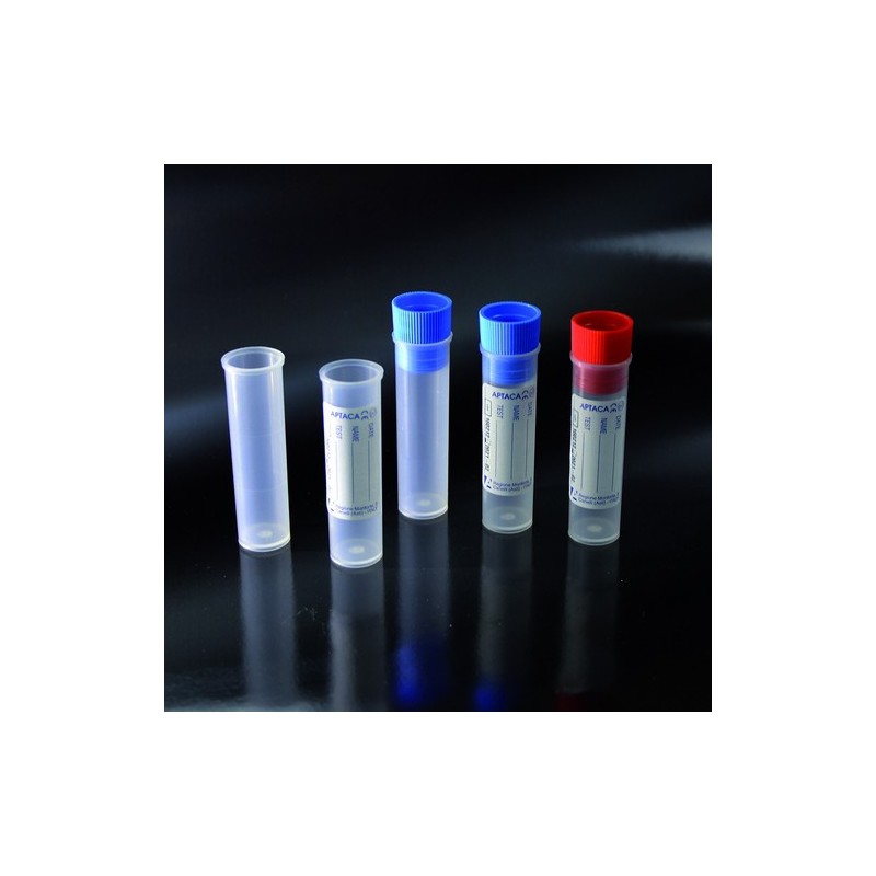 provette cilindriche fondo piatto 5 ml in PP 16x60 graduate con tappo ed etichetta