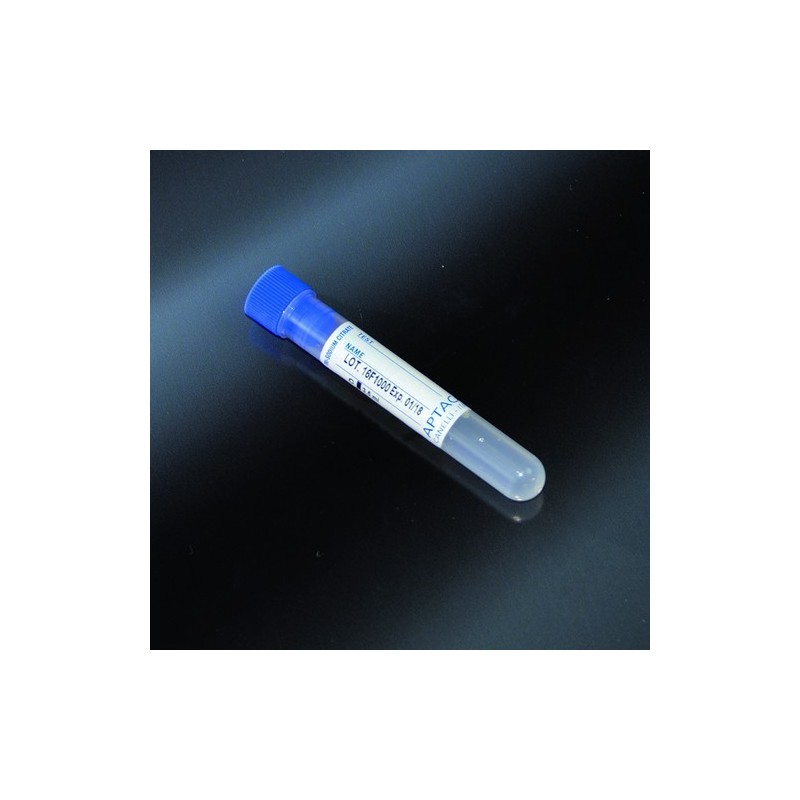 prueba de los tubos con Citrato de Sodio (0,2 ml en la tapa de goma forabile 13x75