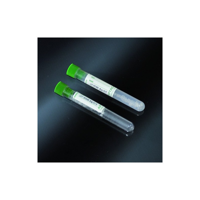 test tubes with granules separators CE12x86 PP labeled for 5 ml of blood