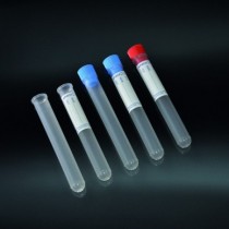 tubos de ensayo-cilíndricos, de 5 ml, PP 12x86 graduado con tapa y etiqueta