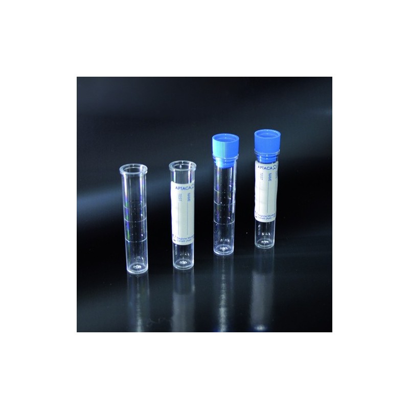 tubos cilíndricos con un fondo plano 3 ml en PS 12x56 de posgrado con una etiqueta