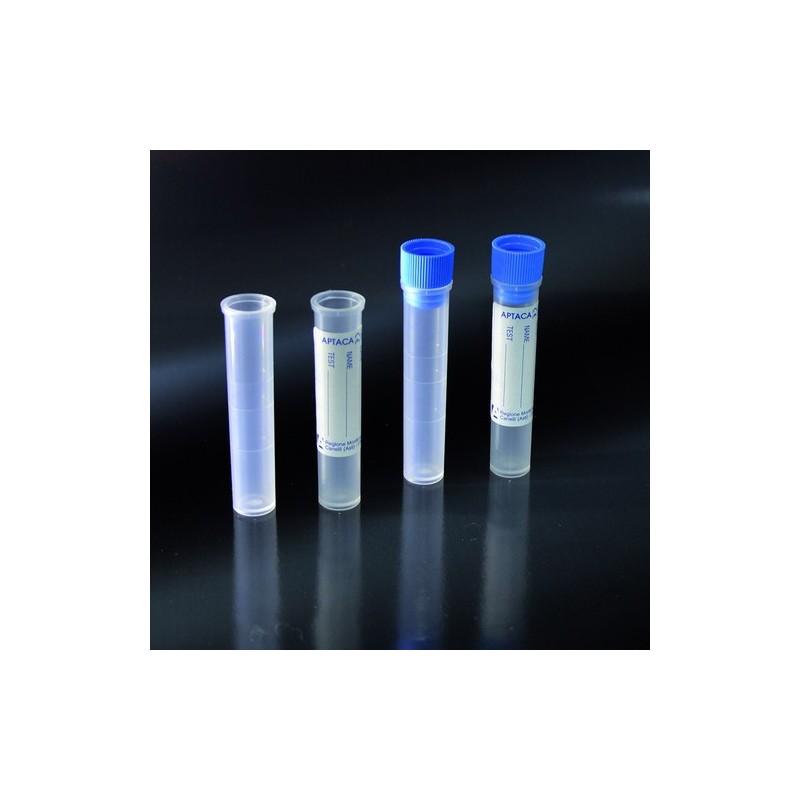 tubes cylindrique, à fond plat avec 3 ml, PP 12x56 diplômé avec une étiquette