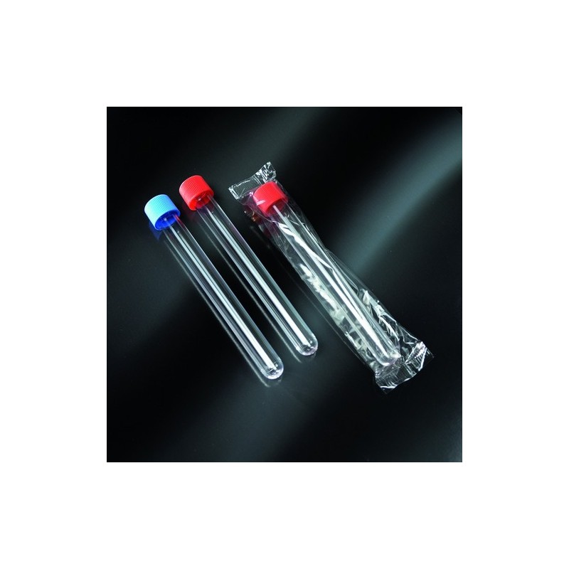 test tubes cylindrical in PS 20 ml screw cap in PS, 16x150 screw cap sterile - wrapped single