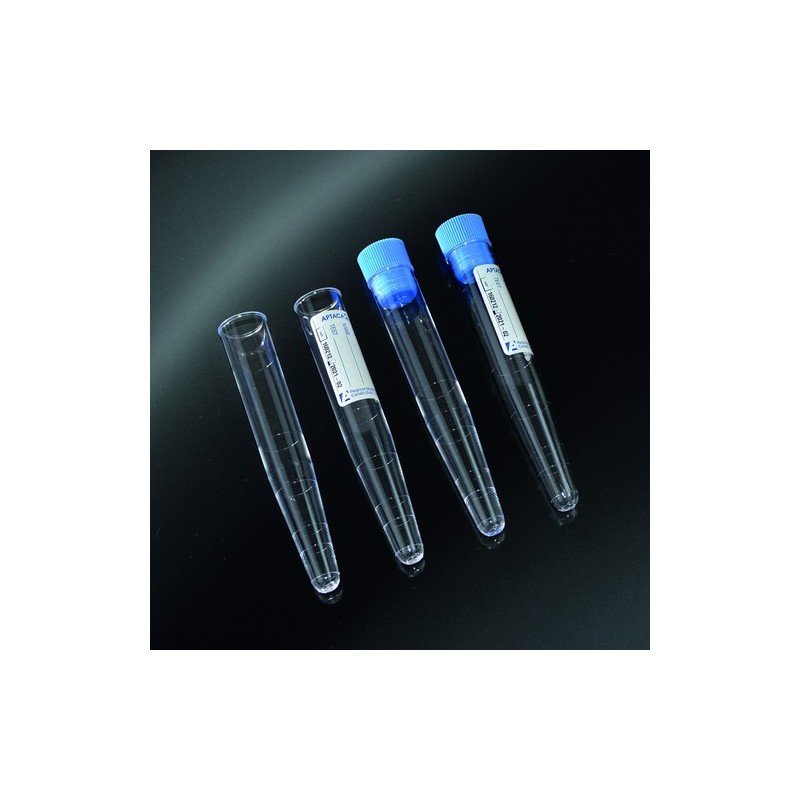 test tubes conical 10 ml in PS 16x100 graduate with cap and label