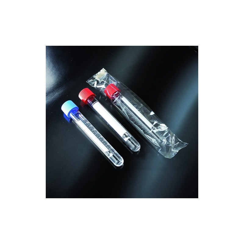 provette cilindriche in PS 15 ml SERIGRAFATE tappo a vite in PS 16x100 sterili