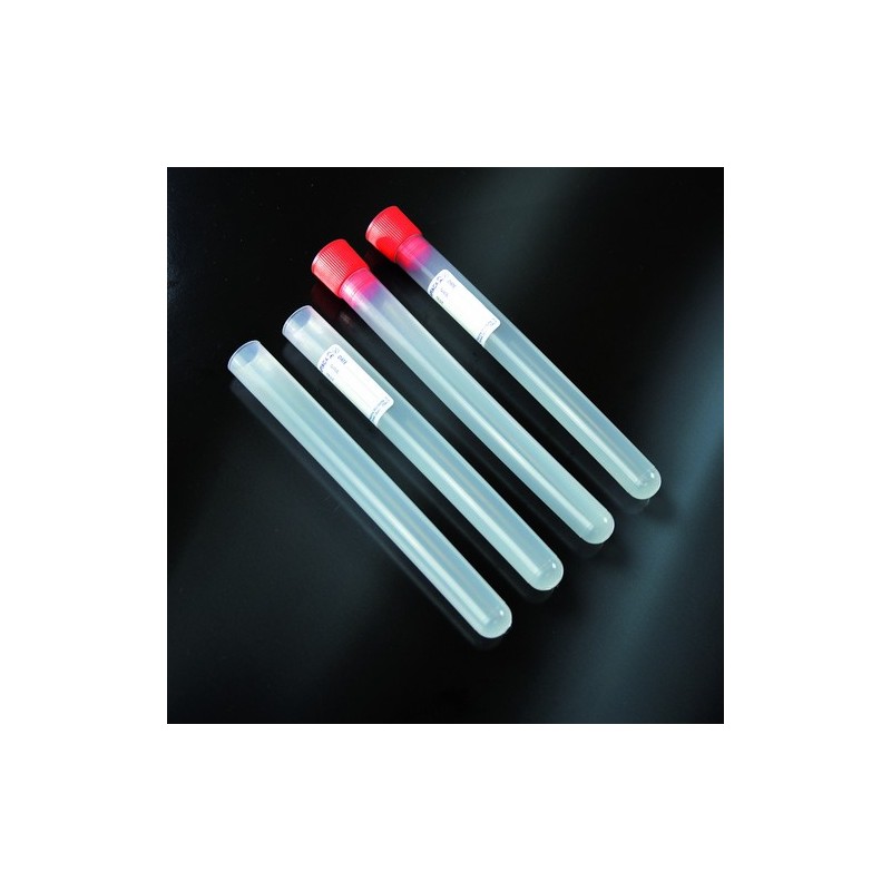 test tubes cylindrical 20 ml, PP 16x150 not graduate without on-board with cap and label