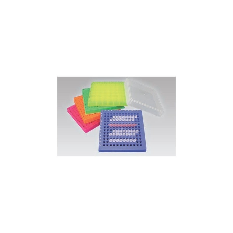 Box in PP 130x130mm. 144 posti per microtubi 0.2ml. Nero