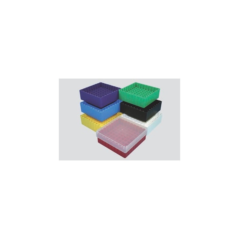 Box in PP 130x130mm. 81 posti per microtubi vial 1.5 / 2ml. Nero