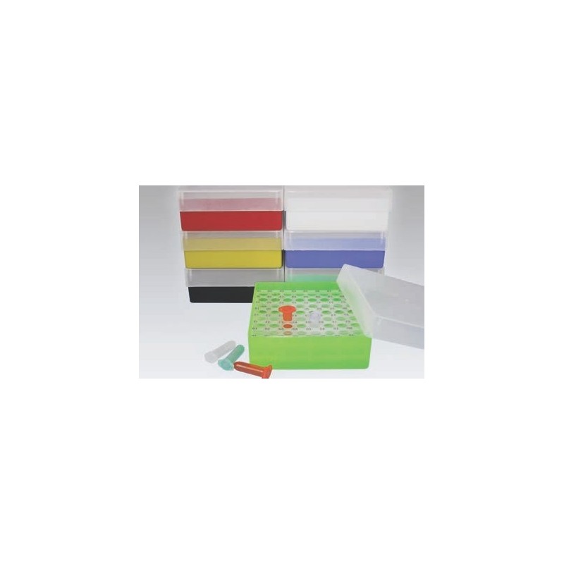 Box in PP 130x130mm. 64 posti per microtubi 1.5 e 2ml tipo Safe&#45Lock. Neutro