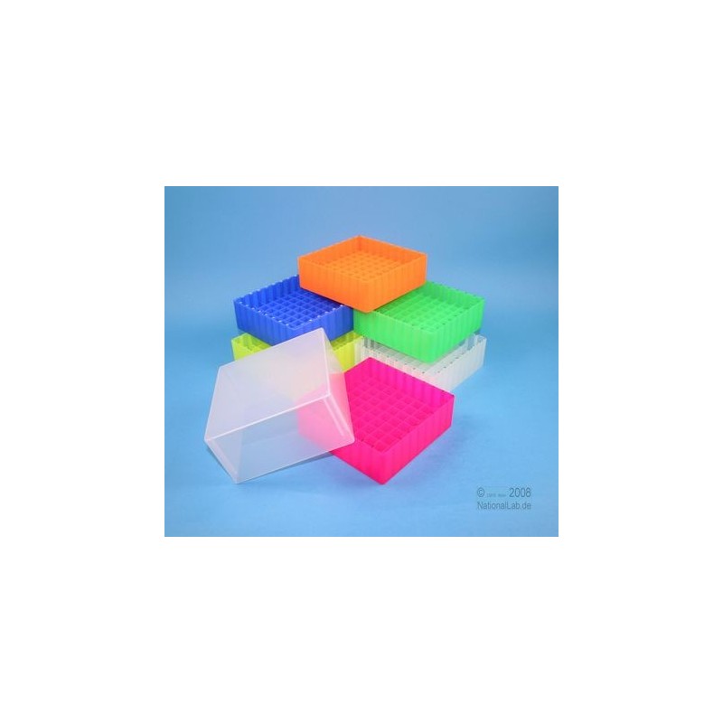 Box in PP 130x130mm. 81 posti per vial 5ml. Neutro