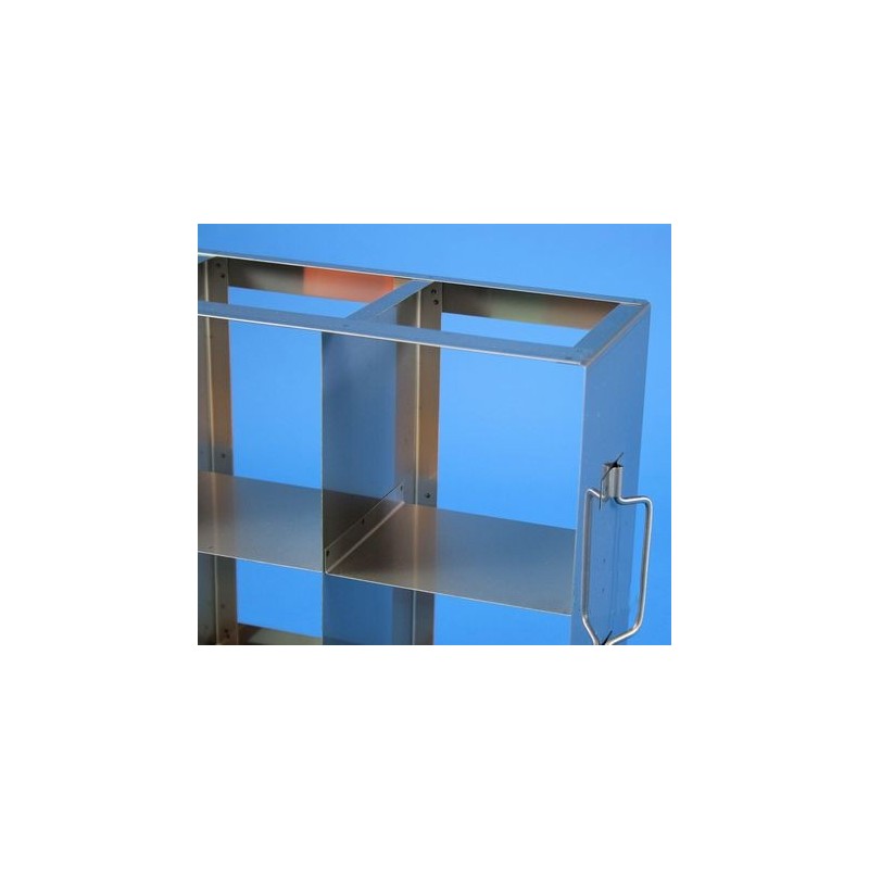 Rack orizzontale acciaio griglia 5x3 &#4515 box alti per provette tipo Falcon &#45Dim. 142x705x409mm