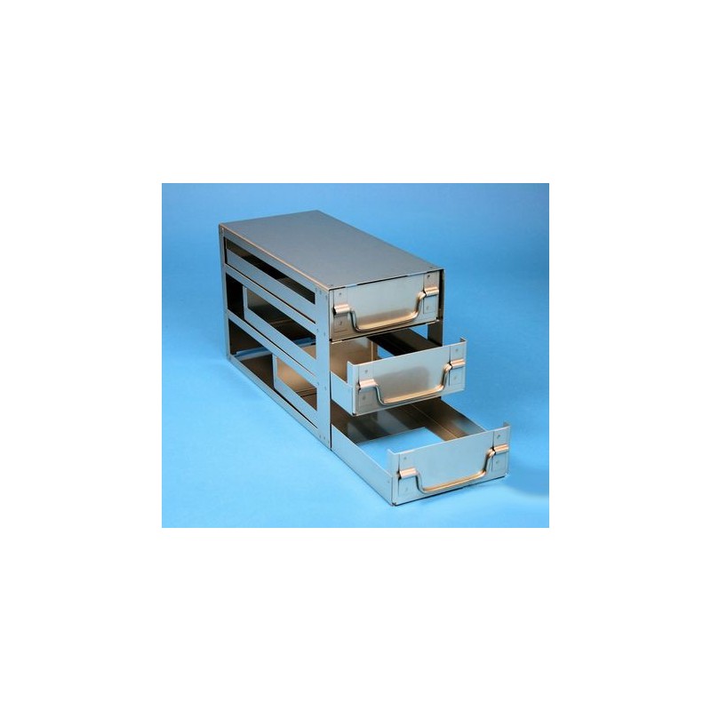 Rack a cassetti acciaio &#44 3 cassetti x 2 box microt/vial 2ml&#44 &#45Dim 145x308x184 (LxPxH)