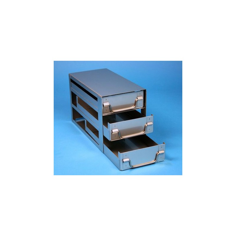 Rack a cassetti acciaio &#44 3 cassetti x 2 box microt/vial 2ml&#45Dim 145x293x173 (LxPxH)
