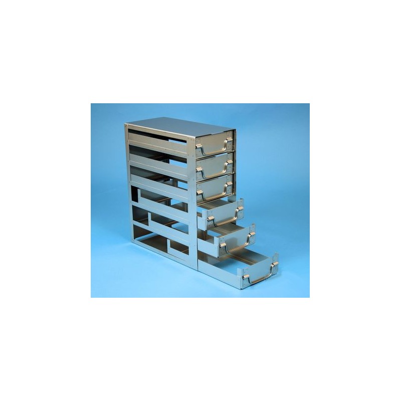 Rack a cassetti acciaio &#44 6 cassetti x 2 box microt/vial 2ml&#45Dim 145x293x346 (LxPxH)