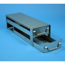 Rack a cassetti acciaio &#44 2 cassetti x 3 box microt/vial 2ml&#45Dim 145x429x116 (LxPxH)