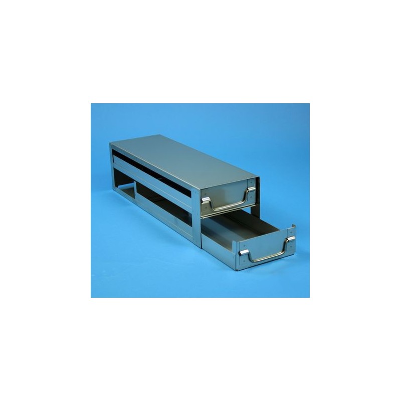 Rack a cassetti acciaio &#44 2 cassetti x 3 box microt/vial 2ml&#45Dim 145x429x116 (LxPxH)