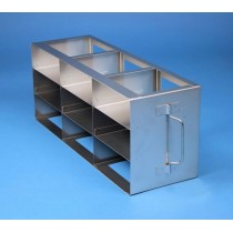 Rack orizzontale acciaio griglia 3x3 (orizz / vert) 9 box per microt/vial 2ml&#44 &#45Dim. 142x426x169mm