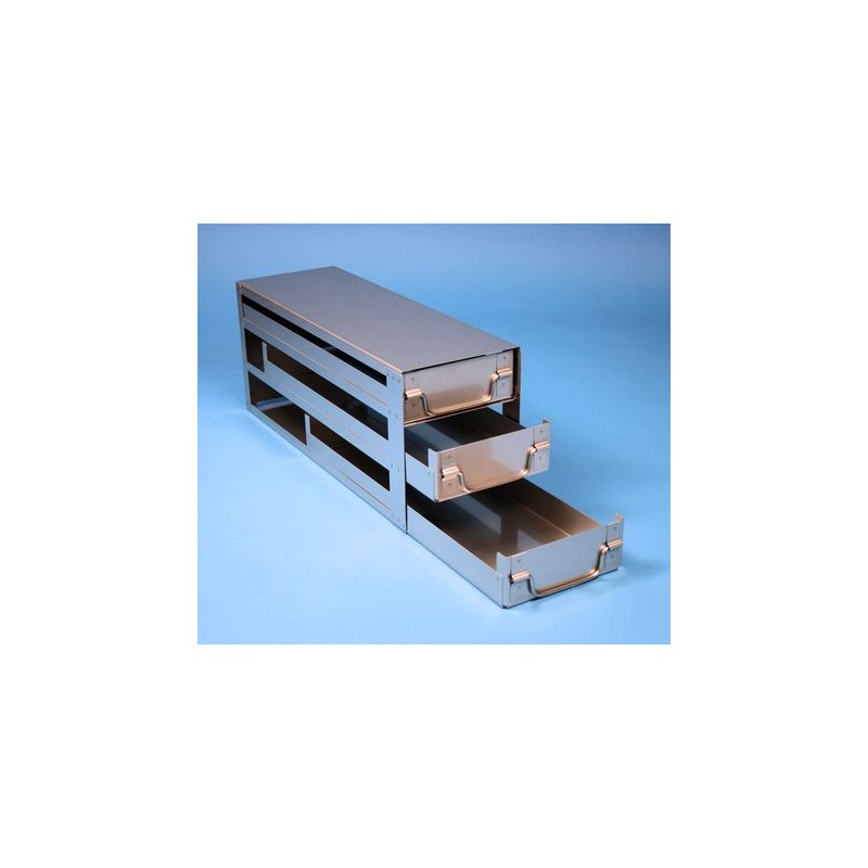 Rack a cassetti acciaio &#44 3 cassetti x 3 box microt/vial 2ml&#45Dim 145x444x184 (LxPxH)