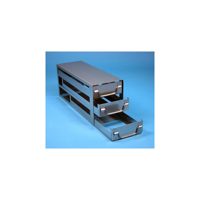 Rack a cassetti acciaio &#44 3 cassetti x 3 box microt/vial 2ml&#45Dim 145x429x173 (LxPxH)