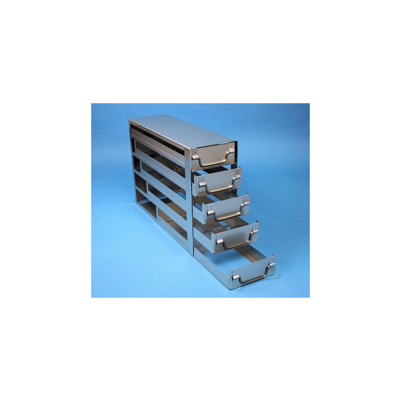 Rack a cassetti acciaio &#44 5 cassetti x 3 box microt/vial 2ml&#44 &#45Dim 145x444x306 (LxPxH)