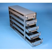 Rack a cassetti acciaio &#44 5 cassetti x 3 box microt/vial 2ml&#45Dim 145x444x306 (LxPxH)