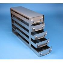 Rack a cassetti acciaio &#44 5 cassetti x 3 box microt/vial 2ml&#45Dim 145x429x288 (LxPxH)