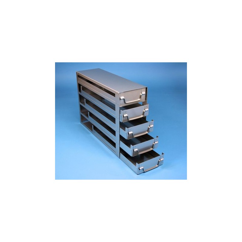 Rack a cassetti acciaio &#44 5 cassetti x 3 box microt/vial 2ml&#45Dim 145x429x288 (LxPxH)