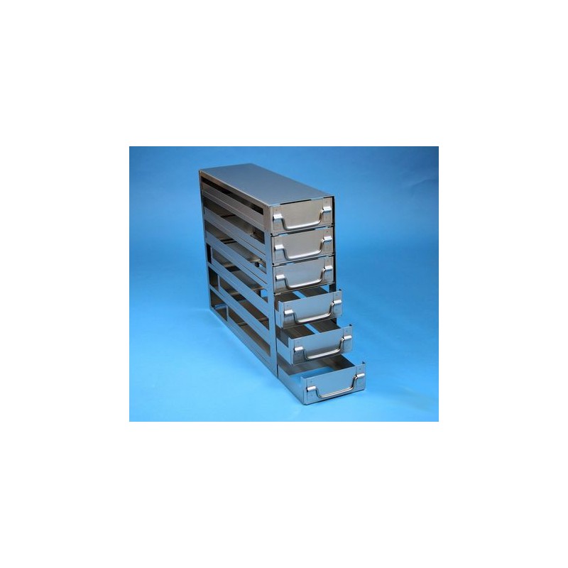 Rack a cassetti acciaio &#44 6 cassetti x 3 box microt/vial 2ml&#44 &#45Dim 145x444x367 (LxPxH)