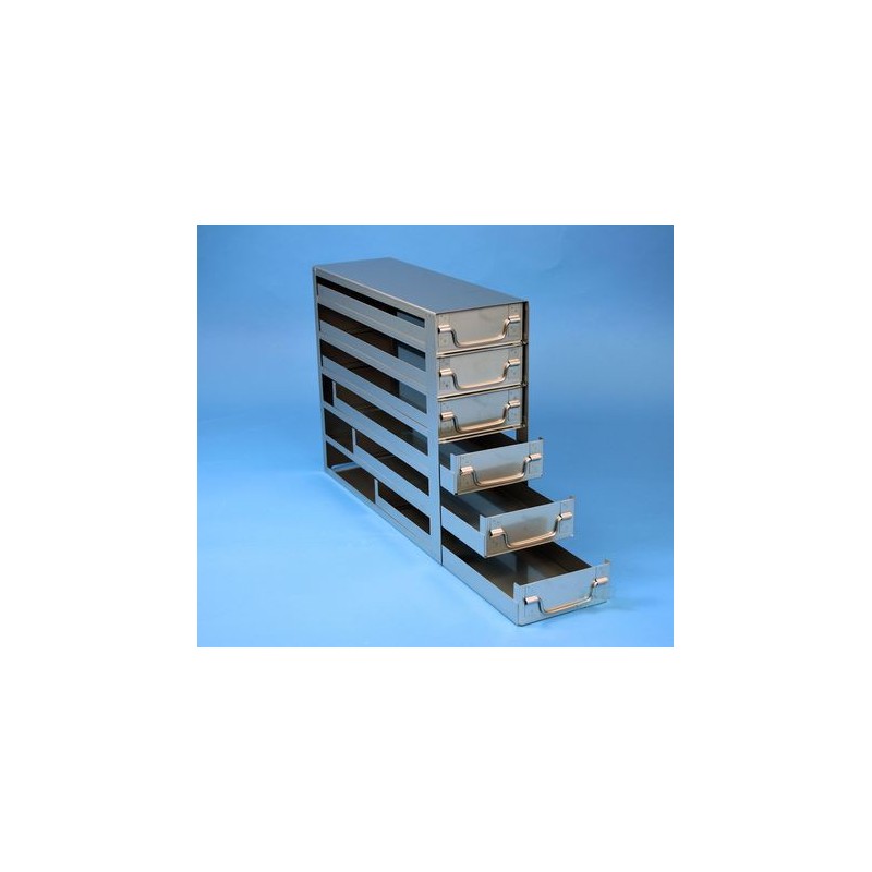 Rack a cassetti acciaio &#44 6 cassetti x 3 box microt/vial 2ml&#45Dim 145x444x367 (LxPxH)