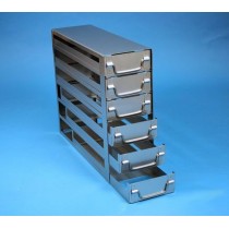 Rack a cassetti acciaio &#44 6 cassetti x 3 box microt/vial 2ml&#45Dim 145x429x346 (LxPxH)