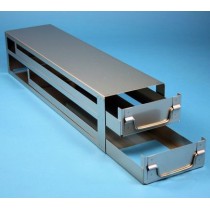 Rack a cassetti acciaio &#44 2 cassetti x 4 box microt/vial 2ml&#44 &#45Dim 145x580x123 (LxPxH)