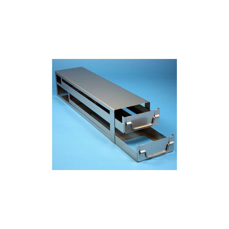 Rack a cassetti acciaio &#44 2 cassetti x 4 box microt/vial 2ml&#44 &#45Dim 145x580x123 (LxPxH)