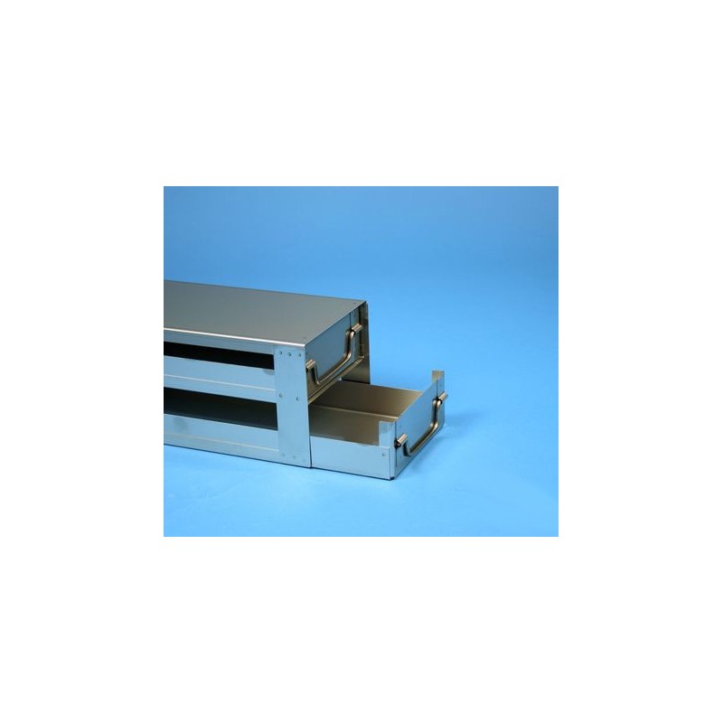 Rack a cassetti acciaio &#44 2 cassetti x 4 box microt/vial 2ml&#45Dim 145x580x123 (LxPxH)