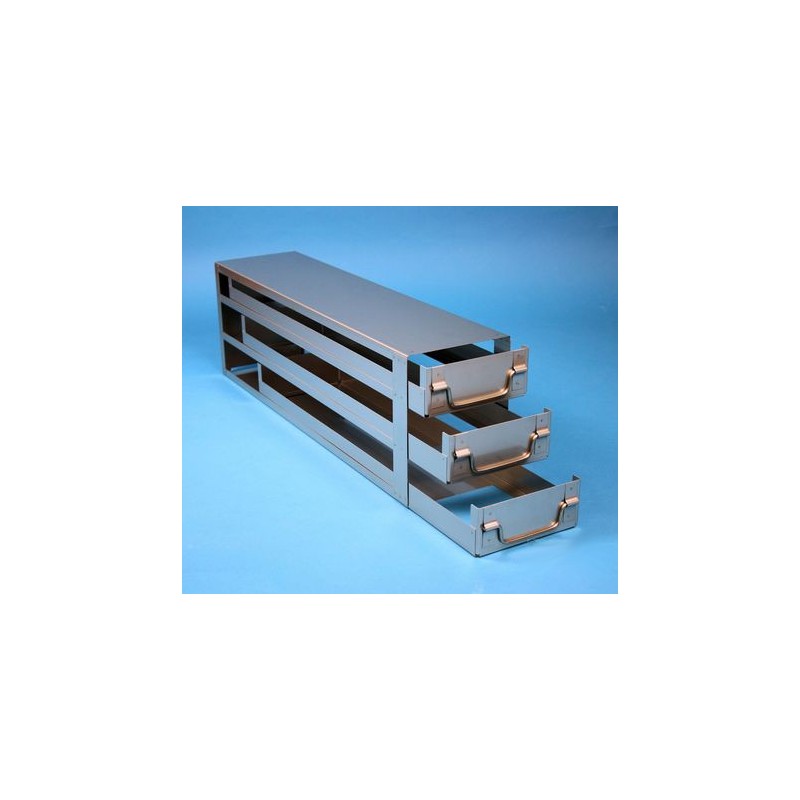 Rack a cassetti acciaio &#44 3 cassetti x 4 box microt/vial 2ml&#45Dim 145x565x173 (LxPxH)